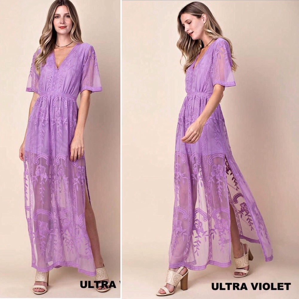 Ultra Violet Lace Romper Maxi